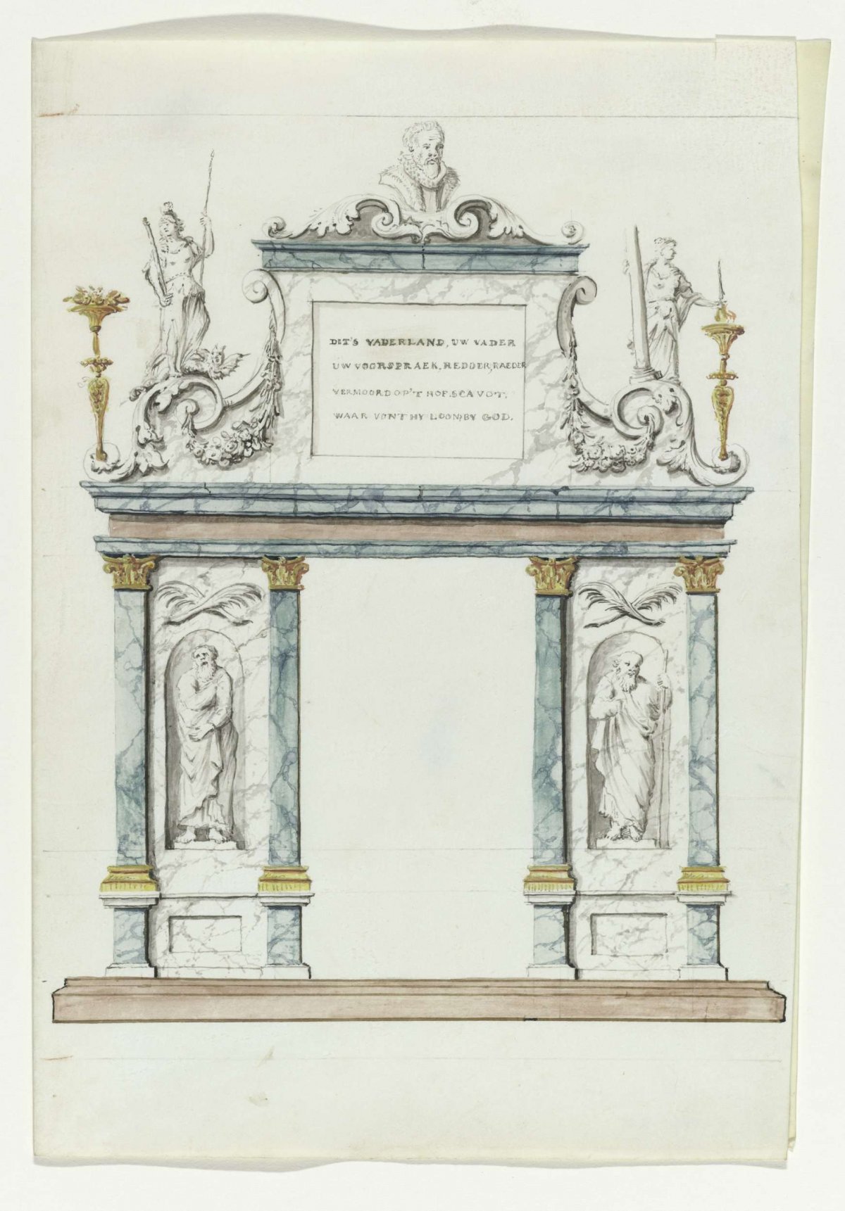 Triomfpoort 'Dits vaderland, uw vader...', anonymous, 1710 - 1720