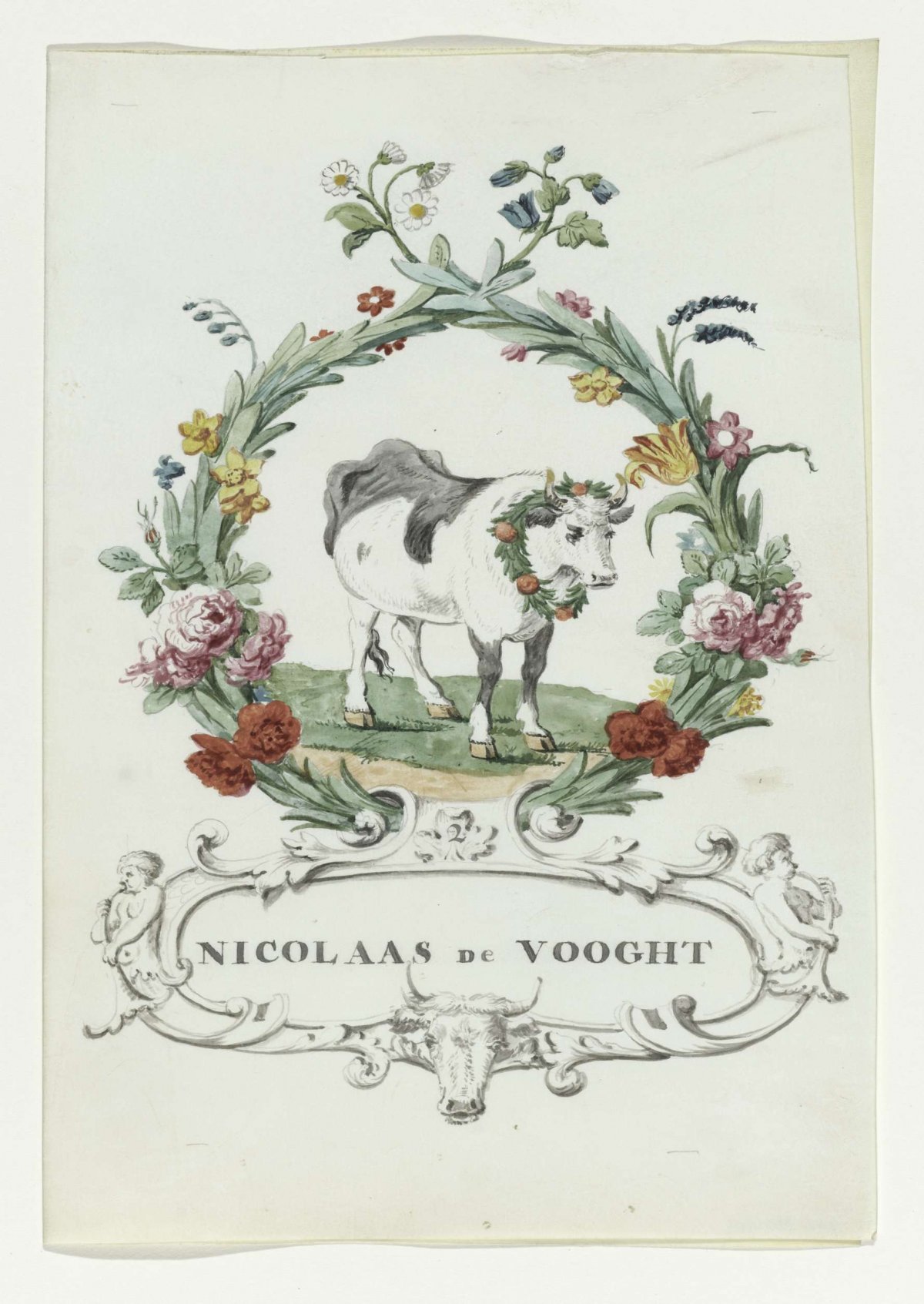 Cartoon by Nicolaas de Vooght, anonymous, 1710 - 1720