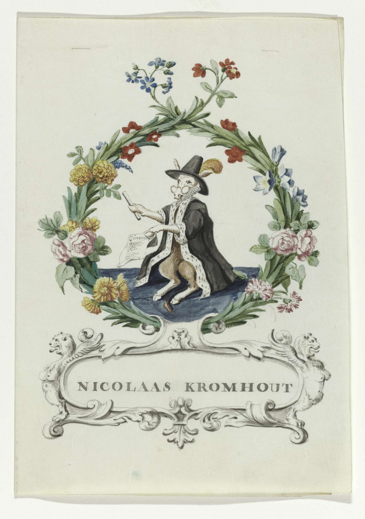 Cartoon by Nicolaas Kromhout, anonymous, 1710 - 1720