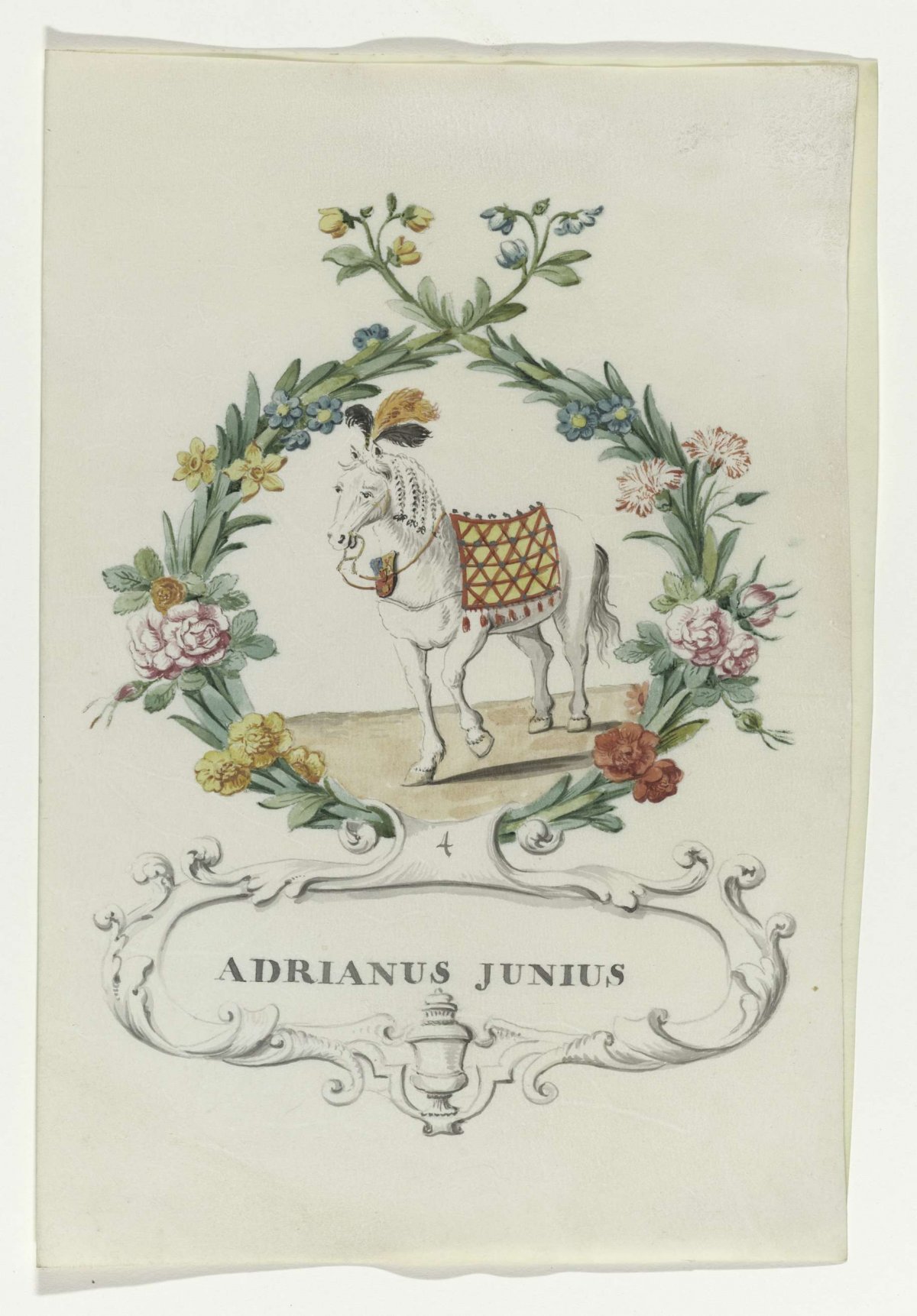 Cartoon by Adrianus Junius, anonymous, 1710 - 1720