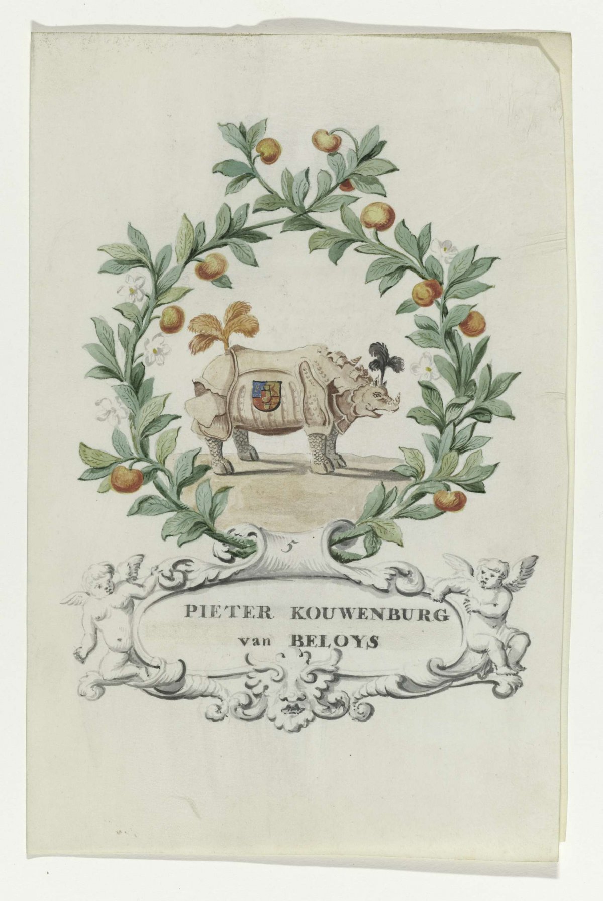 Cartoon by Pieter Kouwenburg of Beloys, anonymous, 1710 - 1720