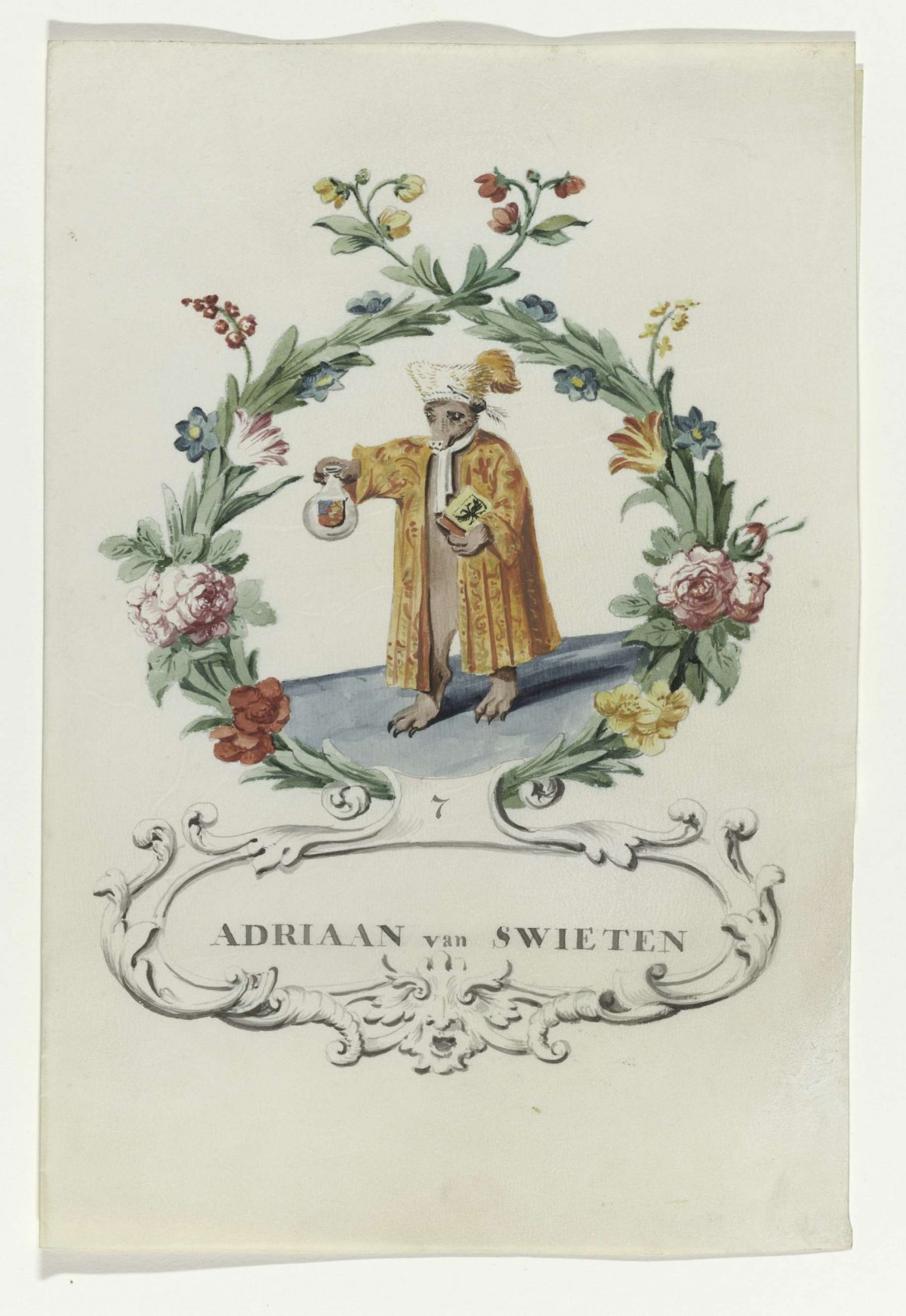 Cartoon by Adriaan van Swieten, anonymous, 1710 - 1720