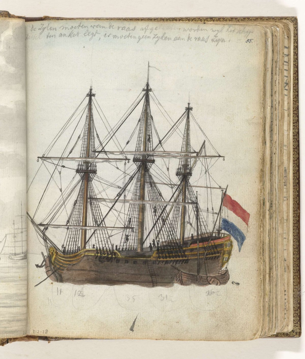 East Indiaman at anchor, Jan Brandes, 1785