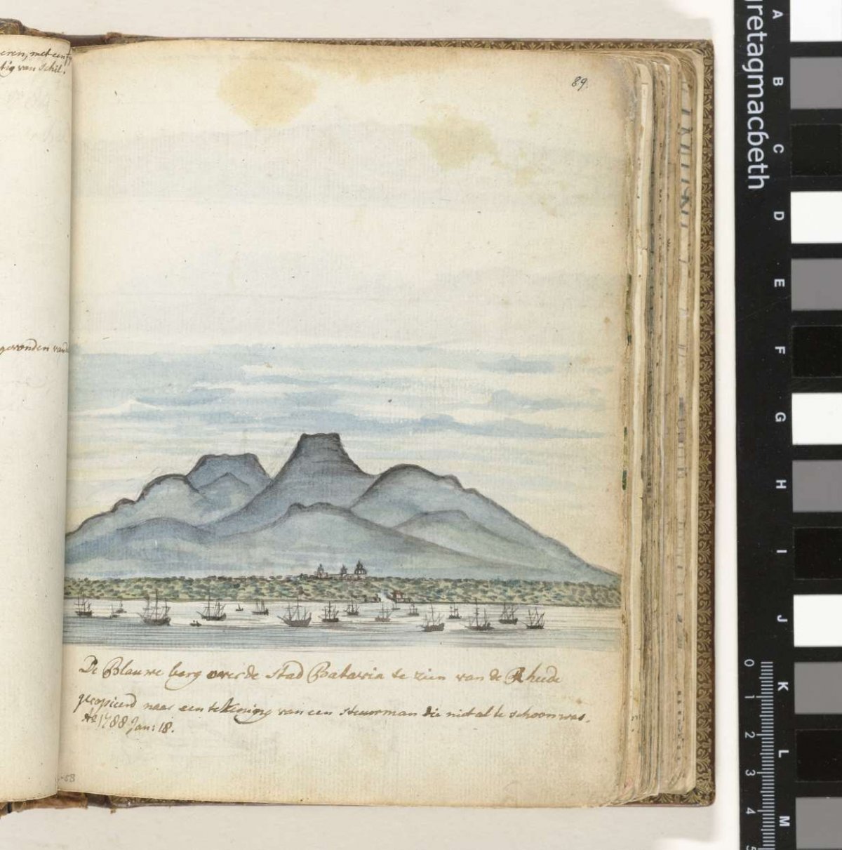 The Blue Mountain over the city of Batavia to be seen from the Rheede, Jan Brandes, 1788