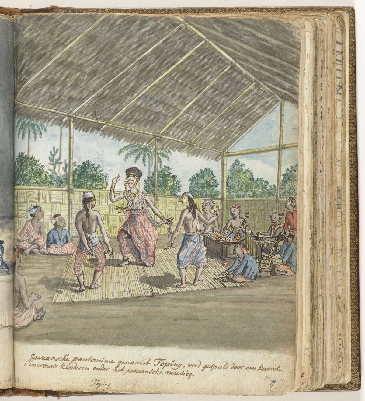 Javaanse pantomime genaamd 'toping', Jan Brandes, 1779 - 1785