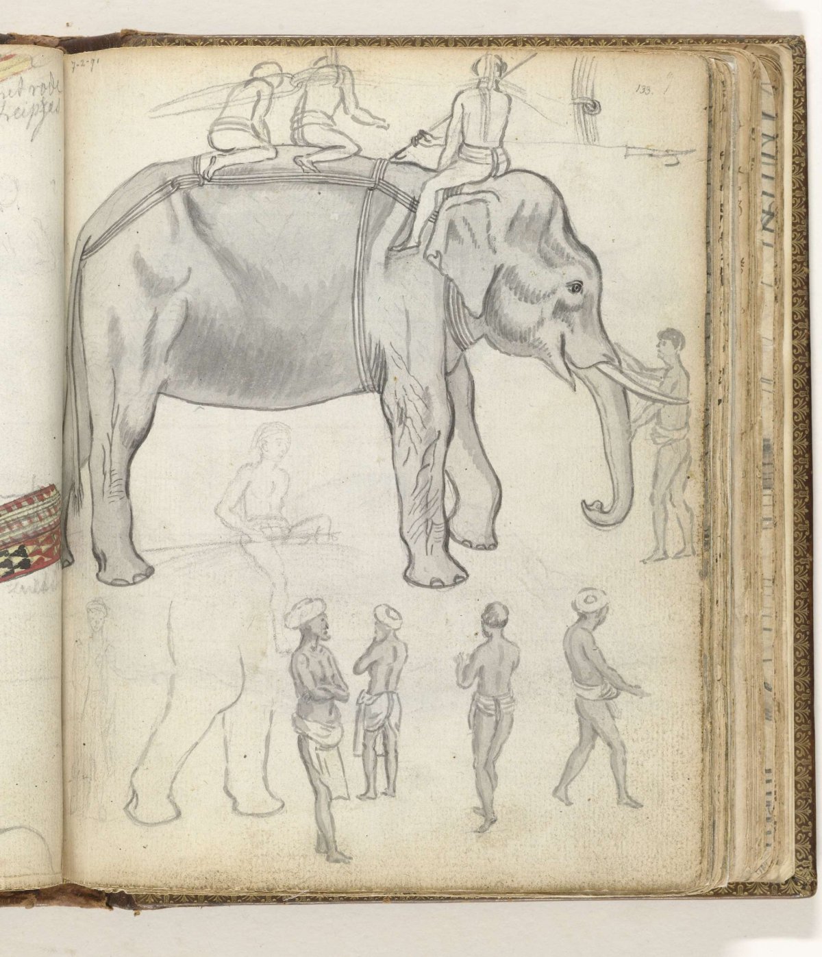 Sinhalese on elephant. Various Sinhalese., Jan Brandes, 1785