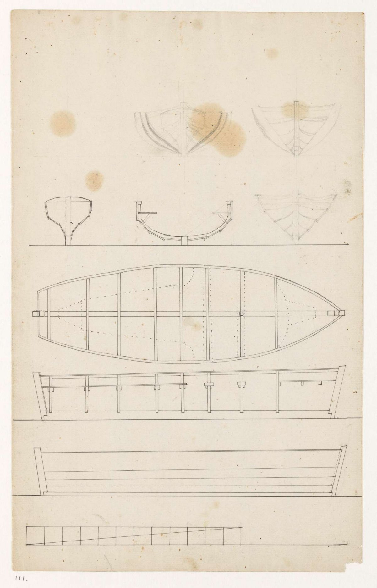 Construction drawing of a vlet, Jan Brandes, 1787 - 1808