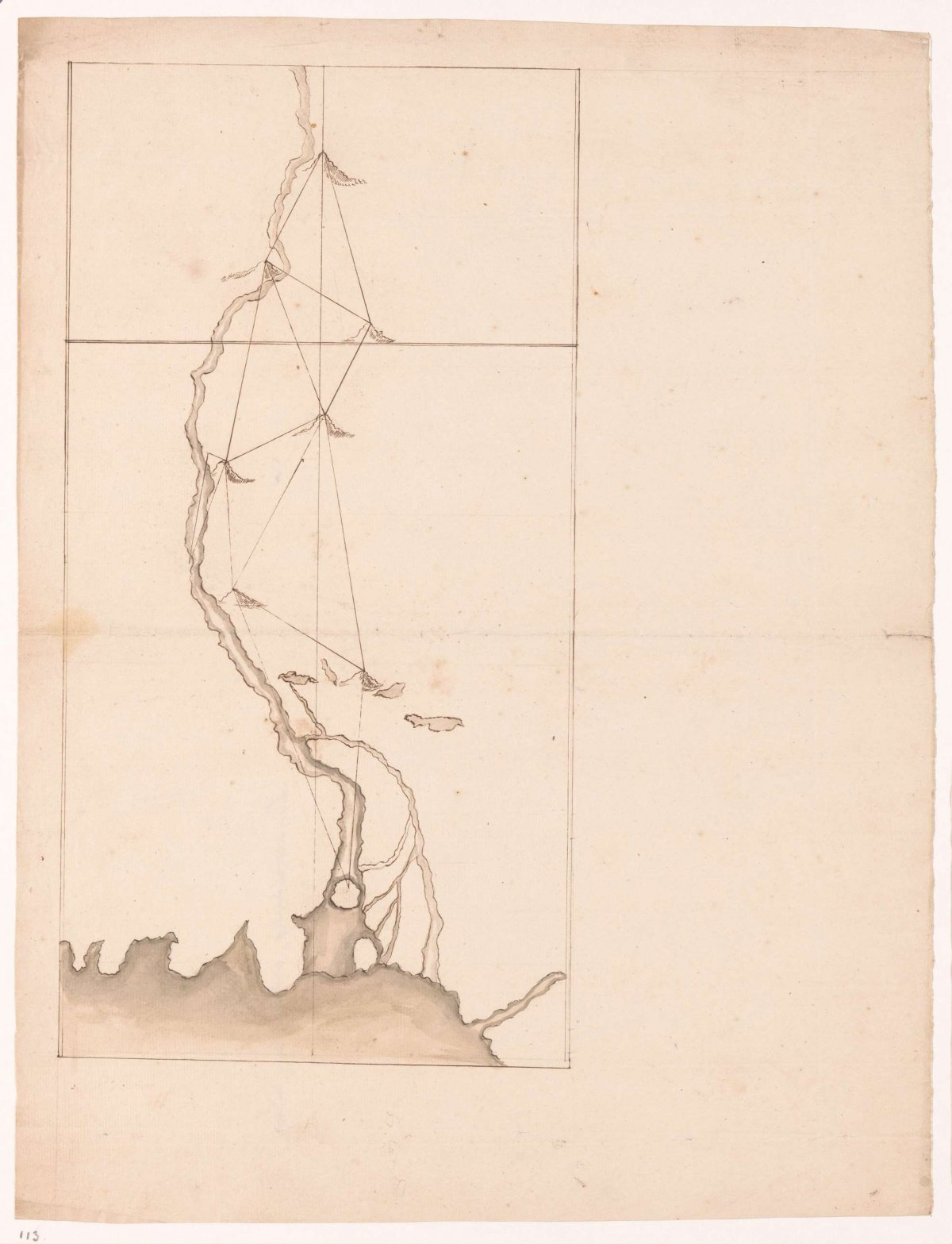 Triangulation along a river, Jan Brandes, 1770 - 1808