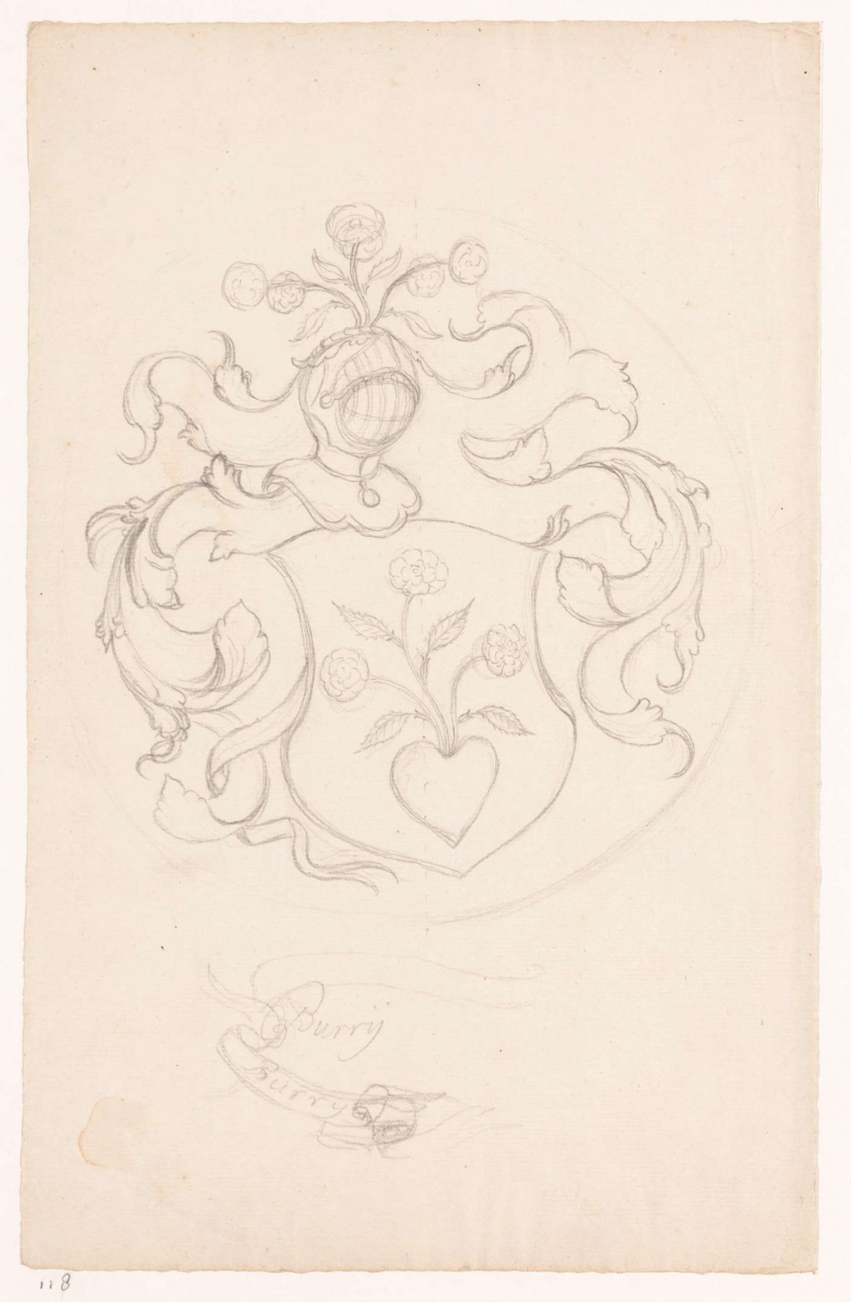 Family crest with rose, Jan Brandes, 1770 - 1808