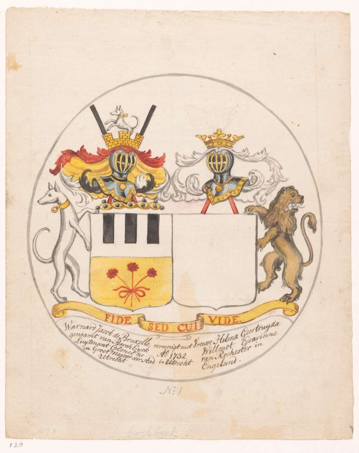 Design (1) for alliance crest, Jan Brandes, 1743 - 1785