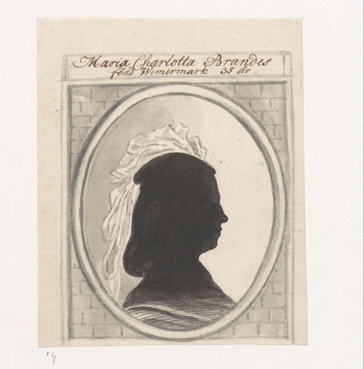 Silhouetportret van Maria Charlotta Brandes, Jan Brandes, 1797 - 1799