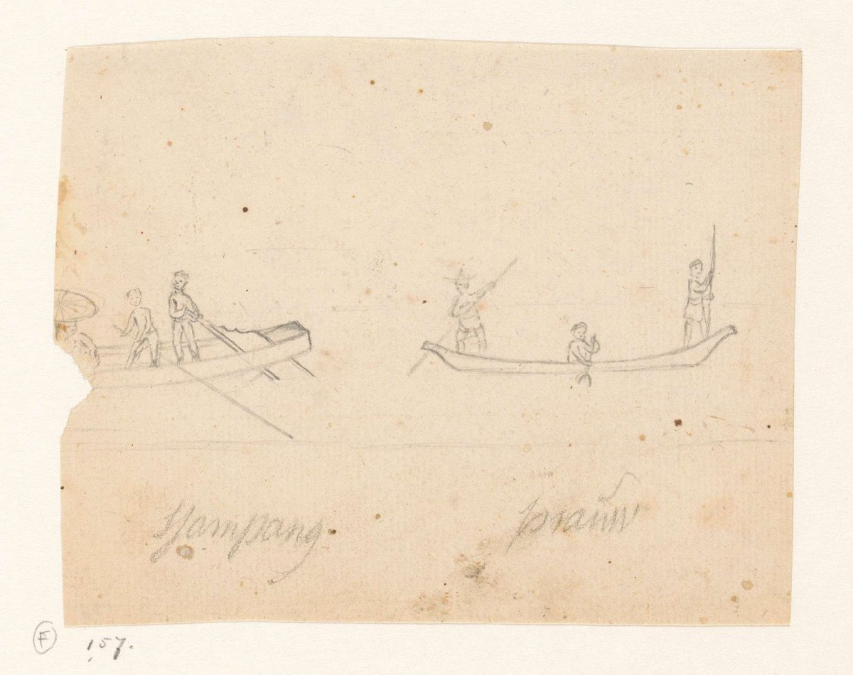 Sampan and pirogue, Jan Brandes, 1779 - 1785