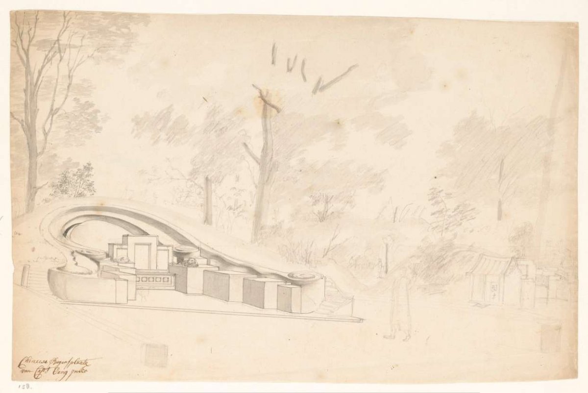 Chinese cemetery with grave of Captain Oeng Juko, anonymous, 1779 - 1785