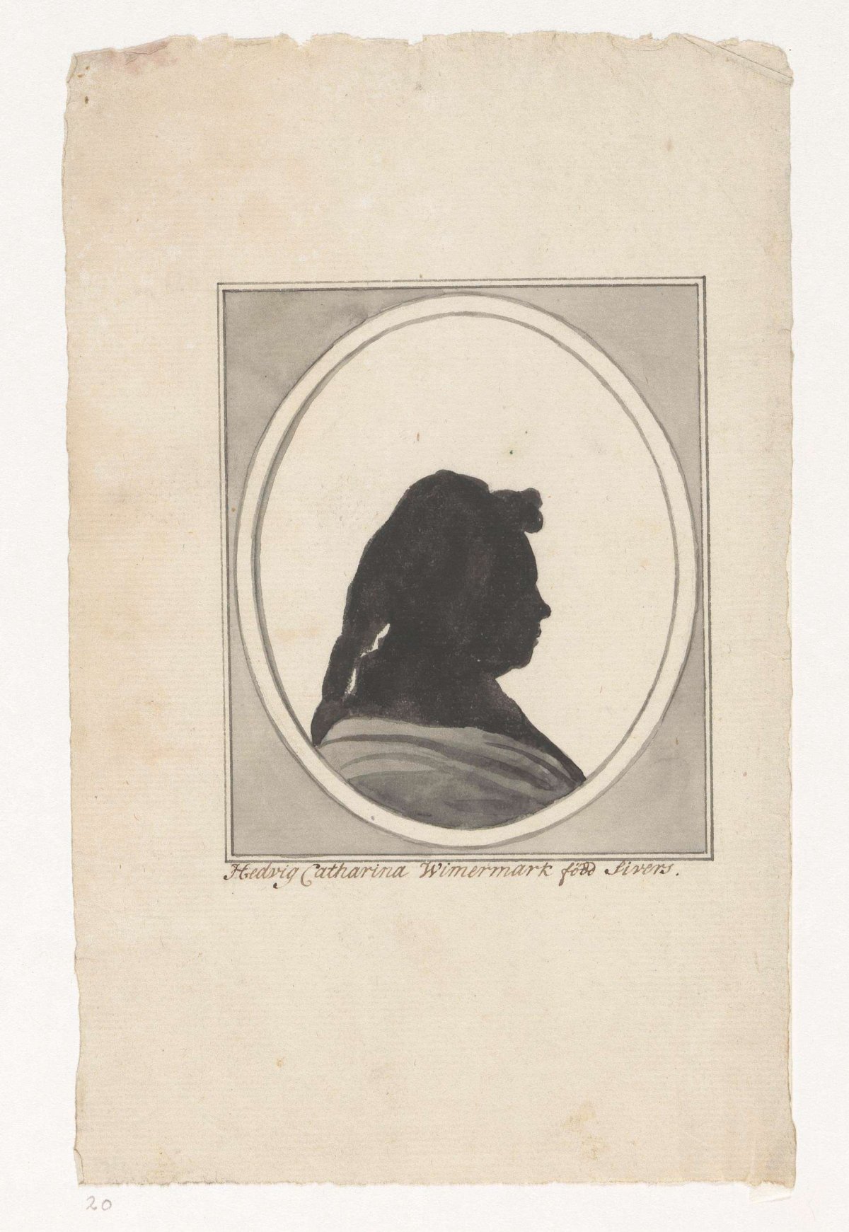 Silhouette portrait of Hedwig Catharina Wimermark, Jan Brandes, 1787 - 1808