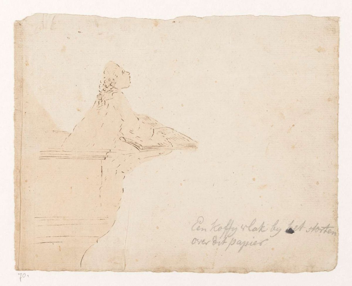 Coffee stain elaborated into preaching pastor in pulpit, Jan Brandes, 1770 - 1790