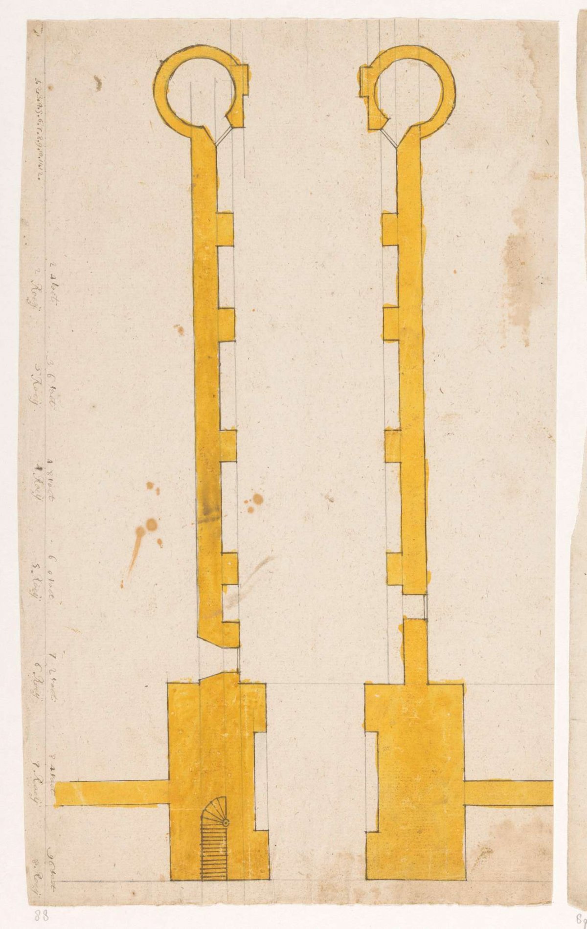 Plan of gate or gatehouse, Jan Brandes, 1770 - 1808