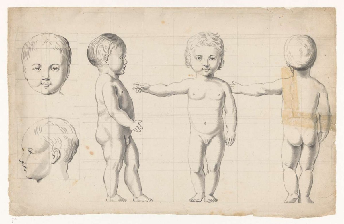 Nude studies of a little boy, Jan Brandes, 1787 - 1808