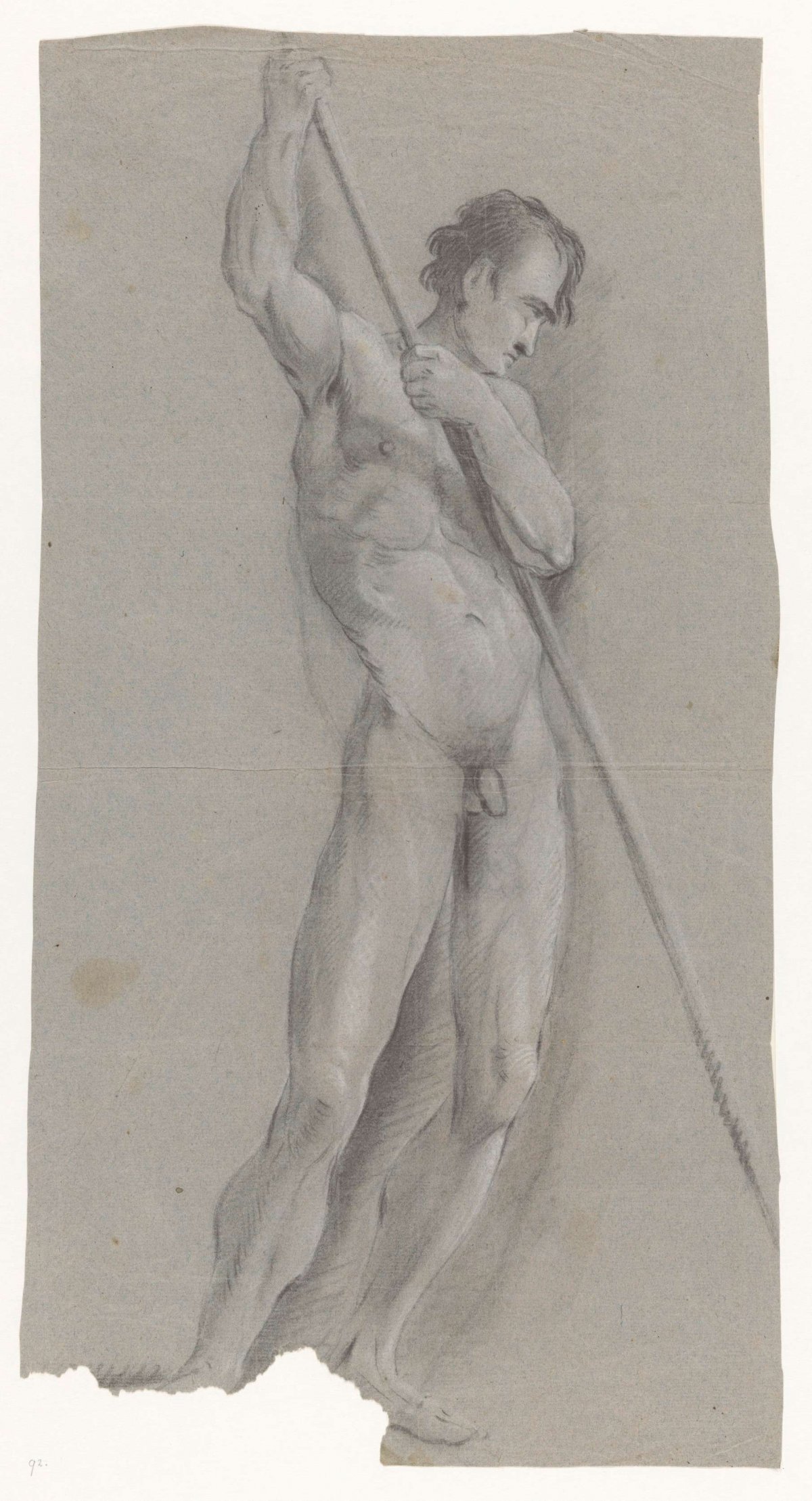 Naked man with cane, Jan Brandes, 1787 - 1808