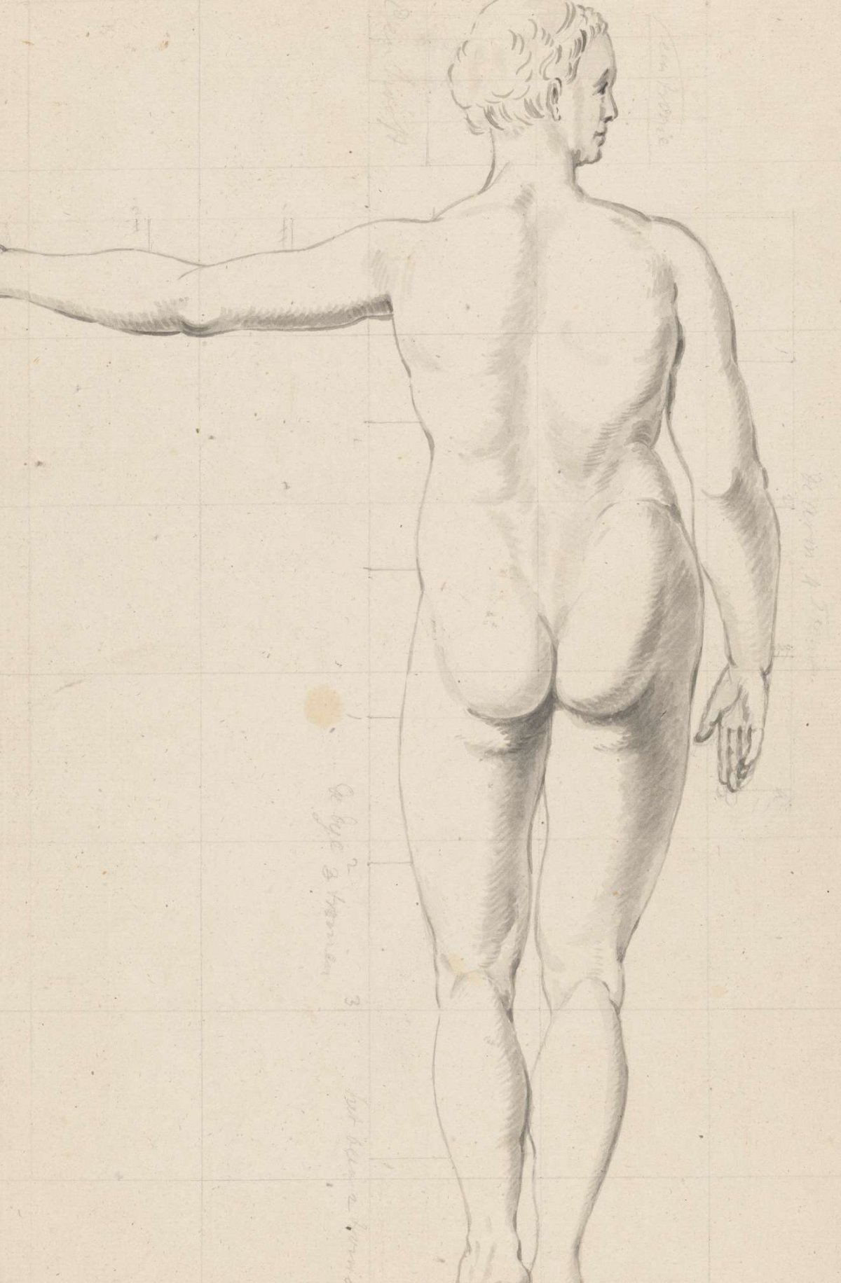 Nude studies of woman and man, seen from the back, Jan Brandes, 1787 - 1808