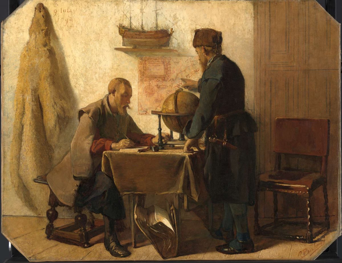 Heemskerck and Barents Planning their Second Expedition to the Far North, Christoffel Bisschop, 1862