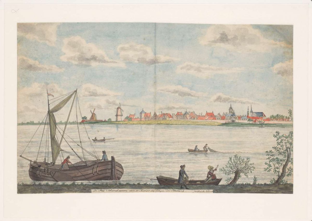 The town of Schoonhooven on the River Rhyn in Holland, Jan Brandes, 1787
