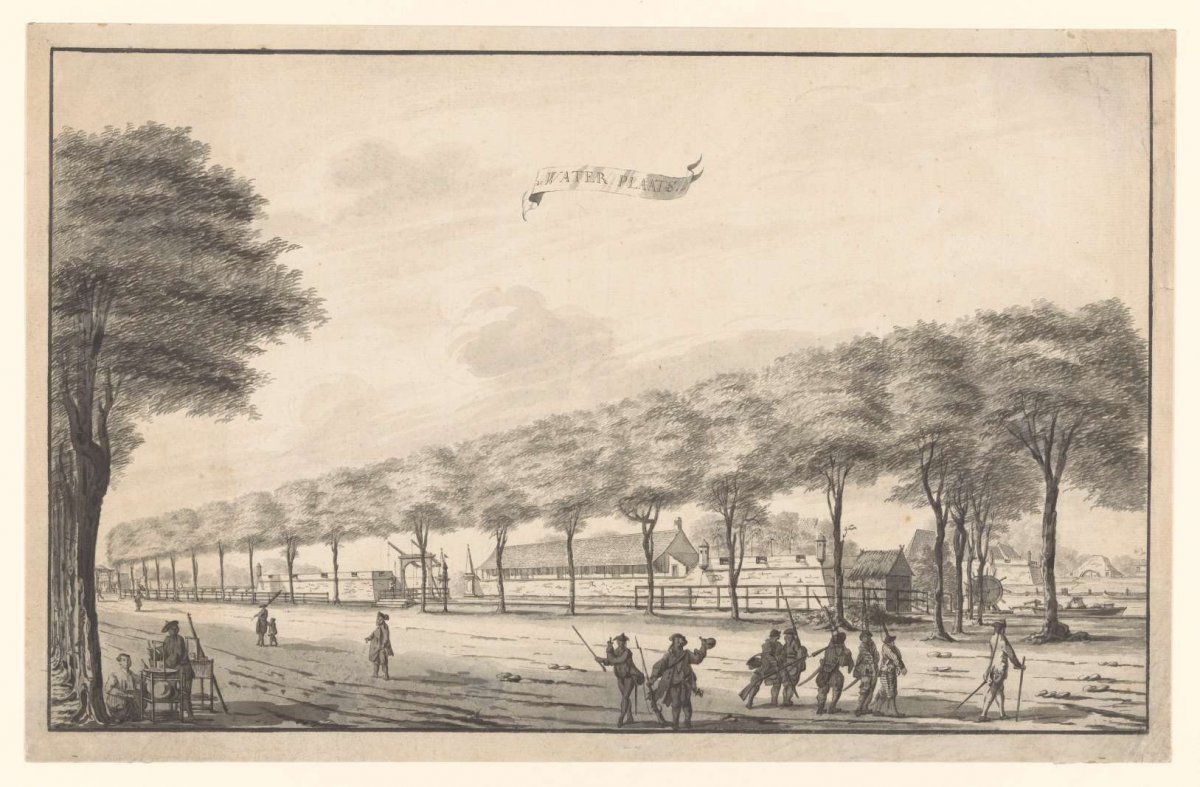 View of Fort de Waterplaats on the Molenvliet in Batavia, A. de Nelly, 1762 - 1783