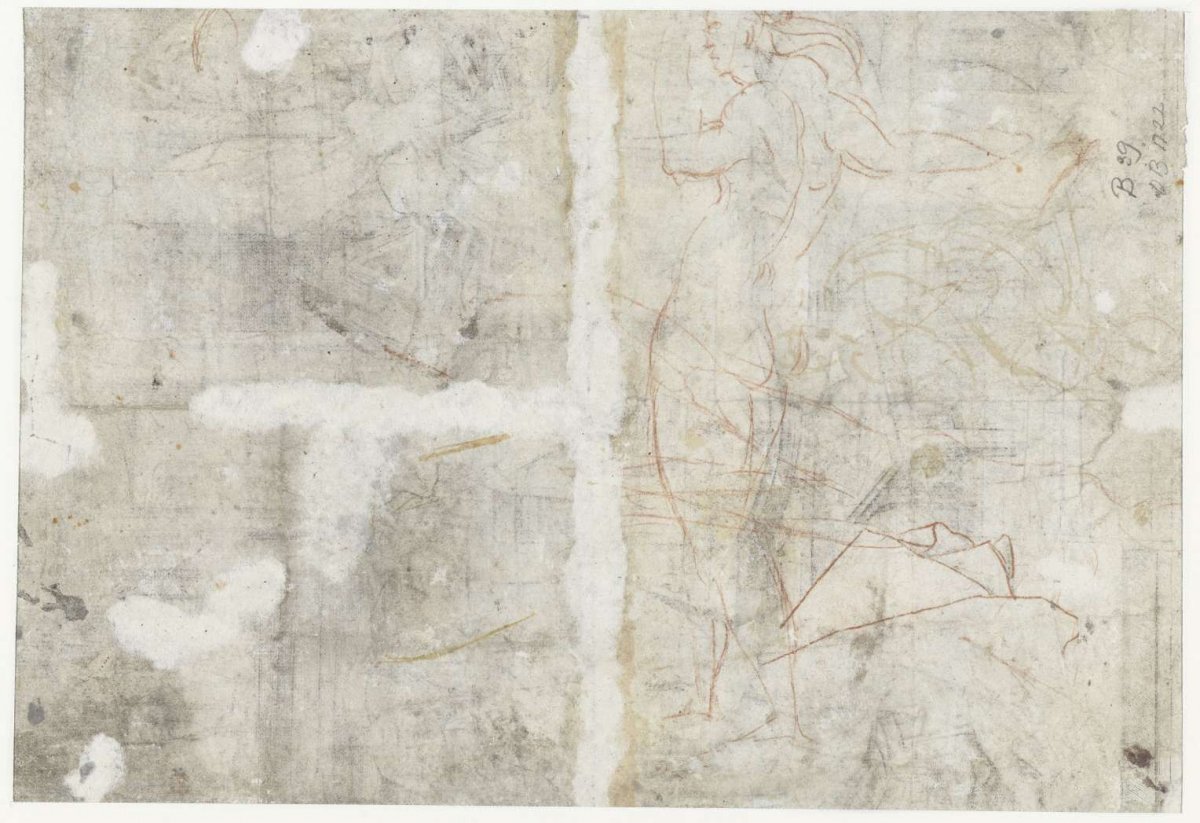 Sketch of a standing nude figure, anonymous, 1450 - 1500