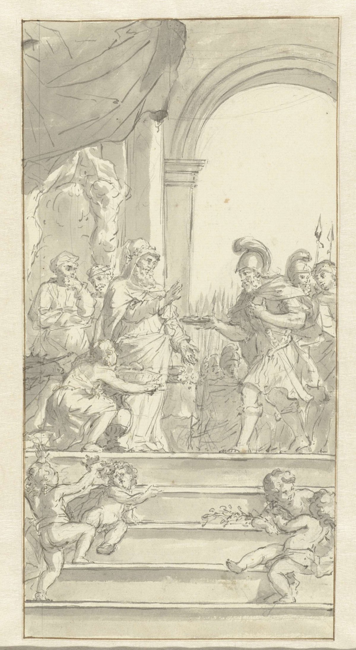 The meeting between Abraham and Melchisedek (?)., anonymous, 1600 - 1699
