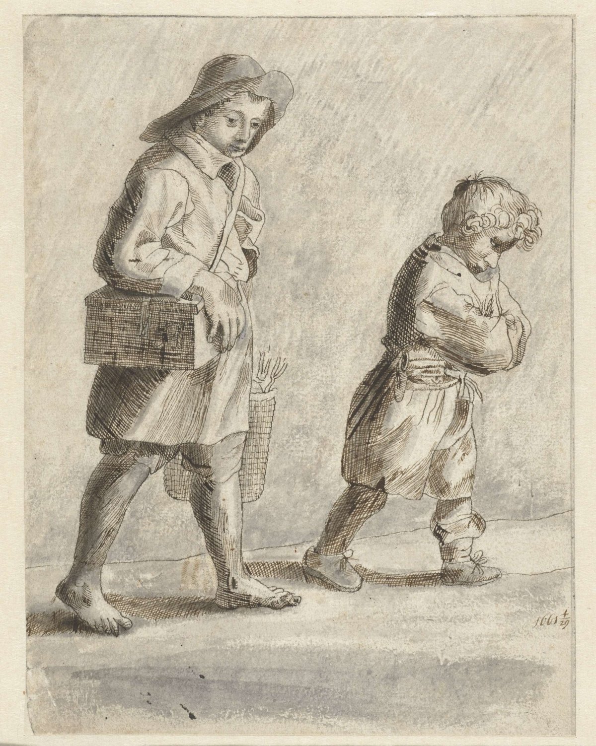 Two boys going to the right, anonymous, 1661