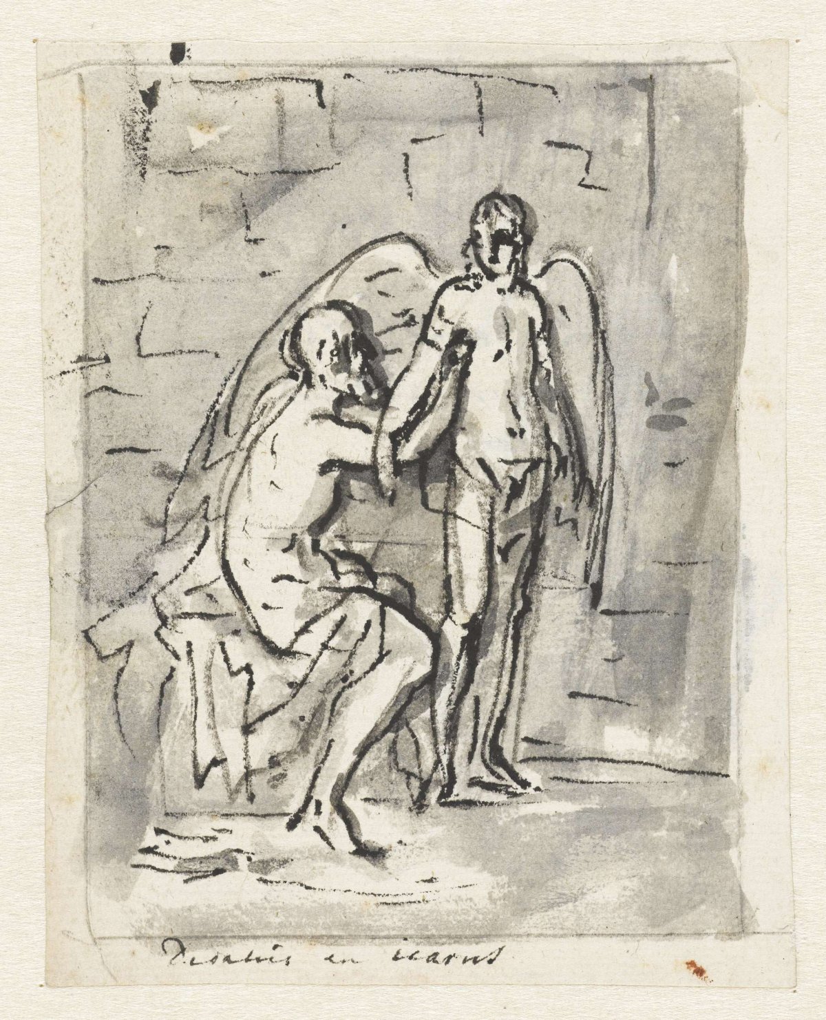 Icarus gets his wings put on by Daedalus, Jurriaan Andriessen, 1800