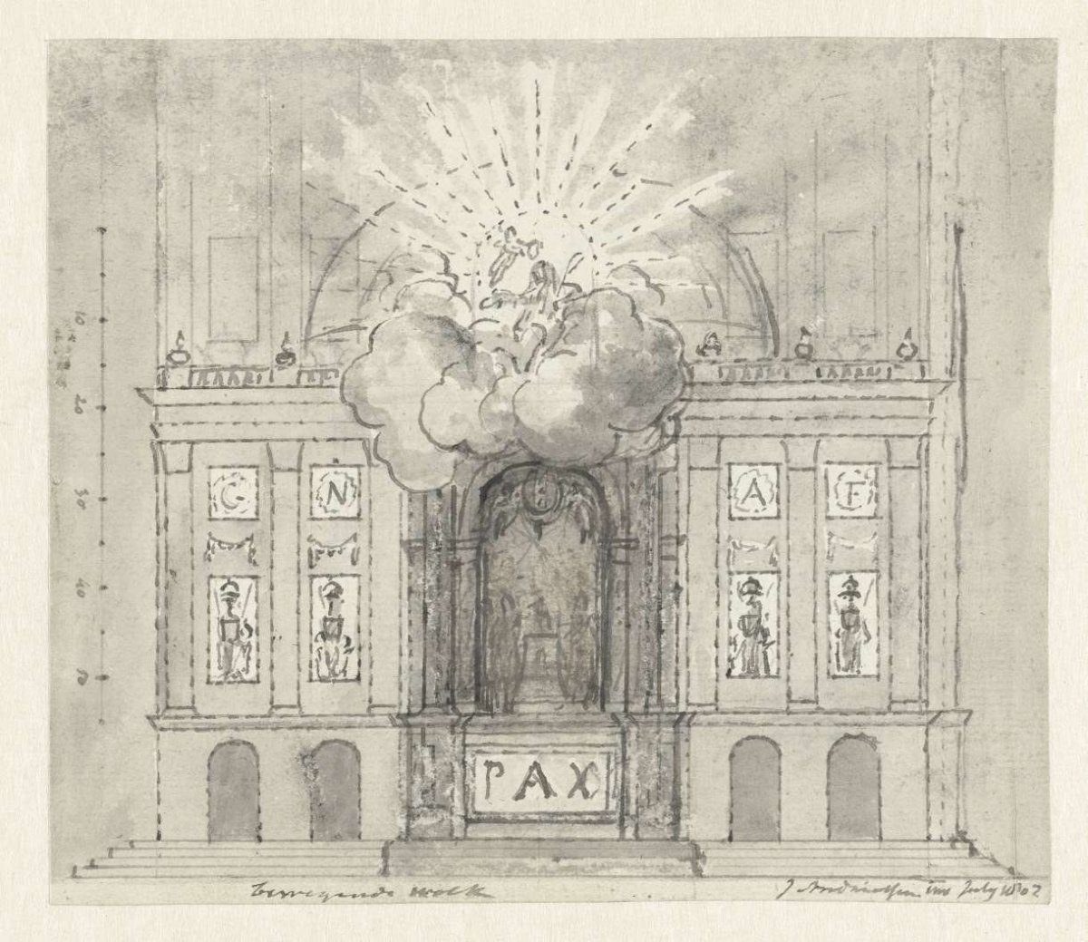 Design for a decoration on the building of Felix Meritis, Jurriaan Andriessen, 1802
