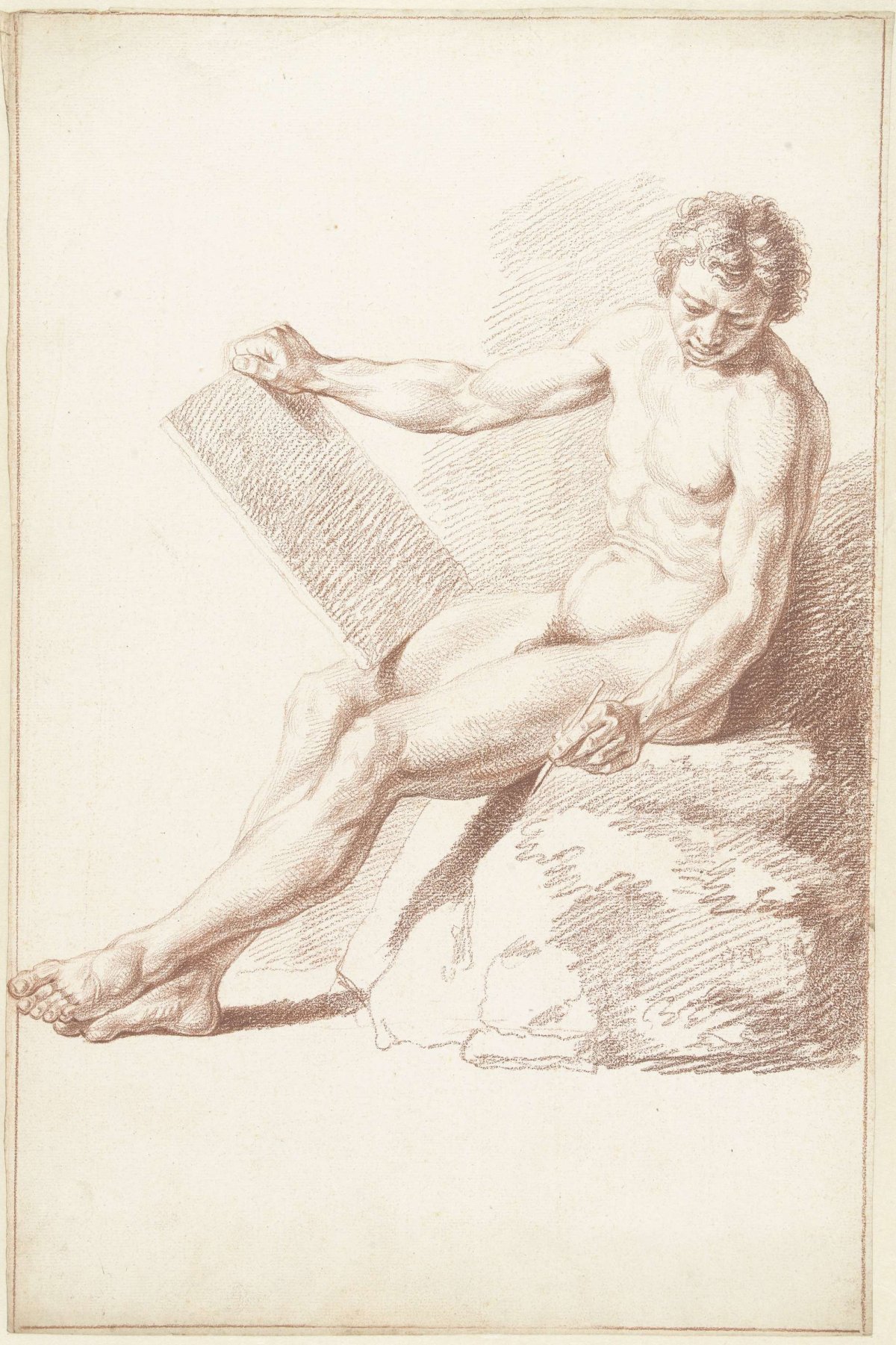 Seated academically, as a draftsman, Louis Fabritius Dubourg, 1726