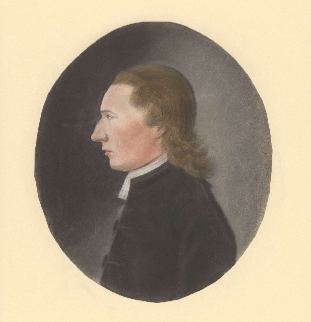 Portrait of a pastor, profile, to the left, anonymous, 1700 - 1800