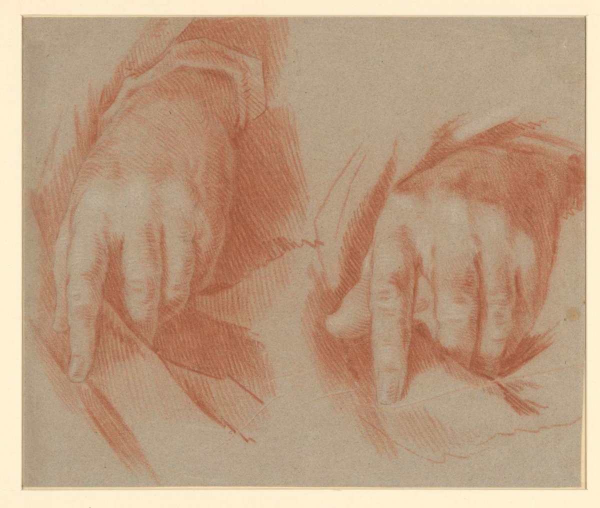 Study of two hands, anonymous, 1700 - 1800