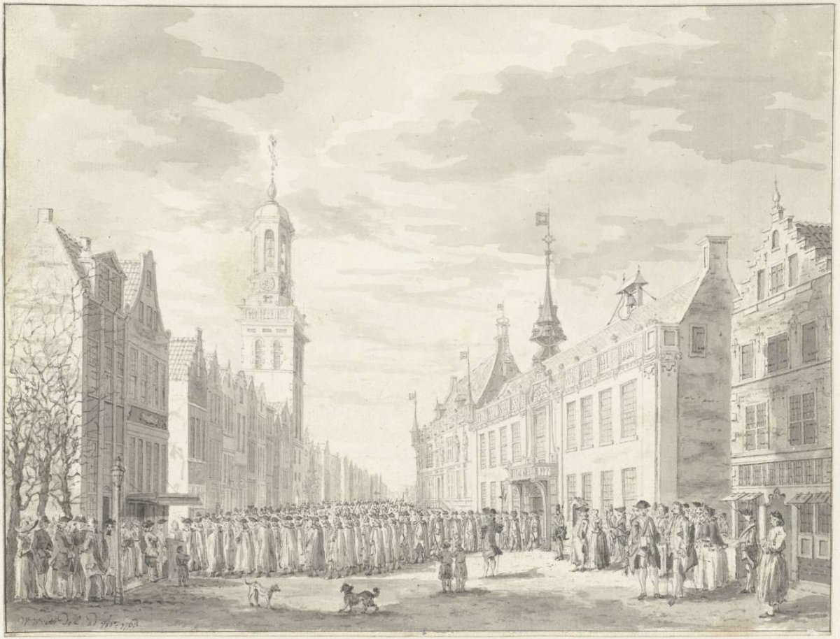 Magistrate of Kampen en route to the judging sermon, 1760, Willem Writs, 1763