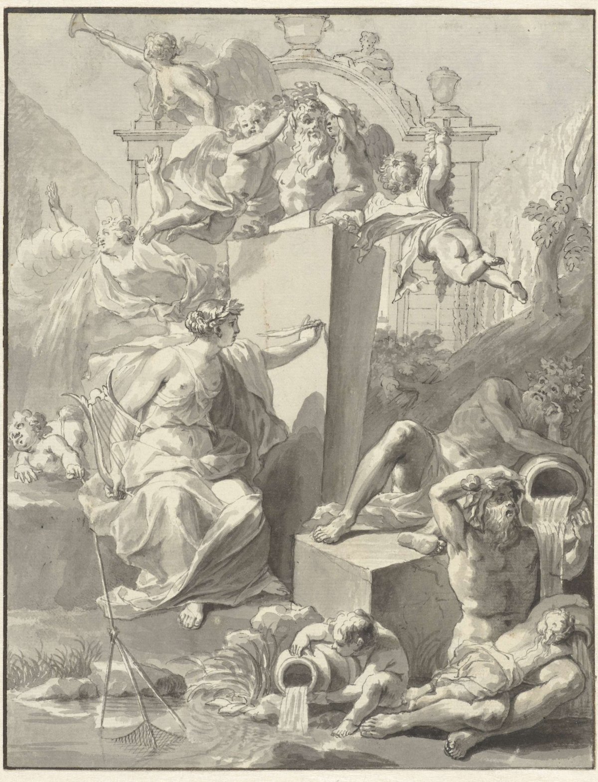 Design for the title page by W. van der Hoeven, Westermeer, 1721, Jan Wandelaar, 1721