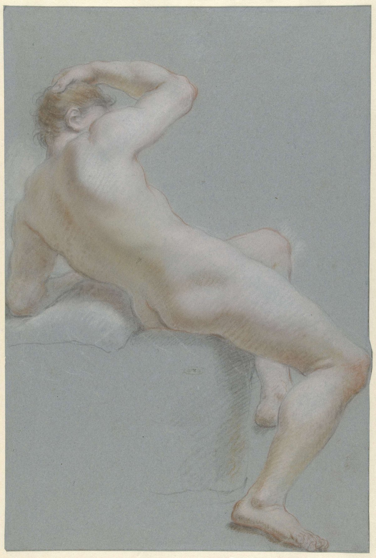 Seated nude man, anonymous, 1700 - 1800