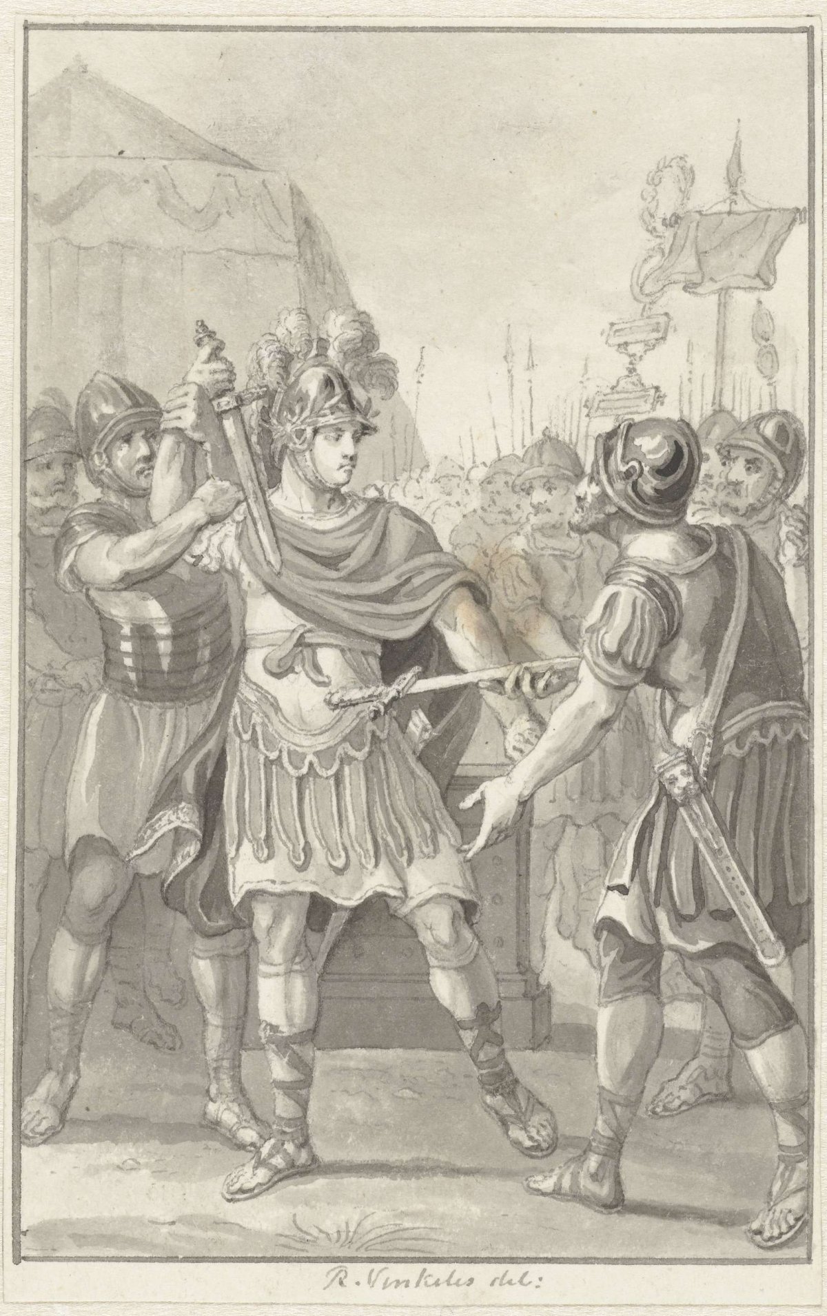 Germanicus swears allegiance to Tiberius, Reinier Vinkeles (I), 1804