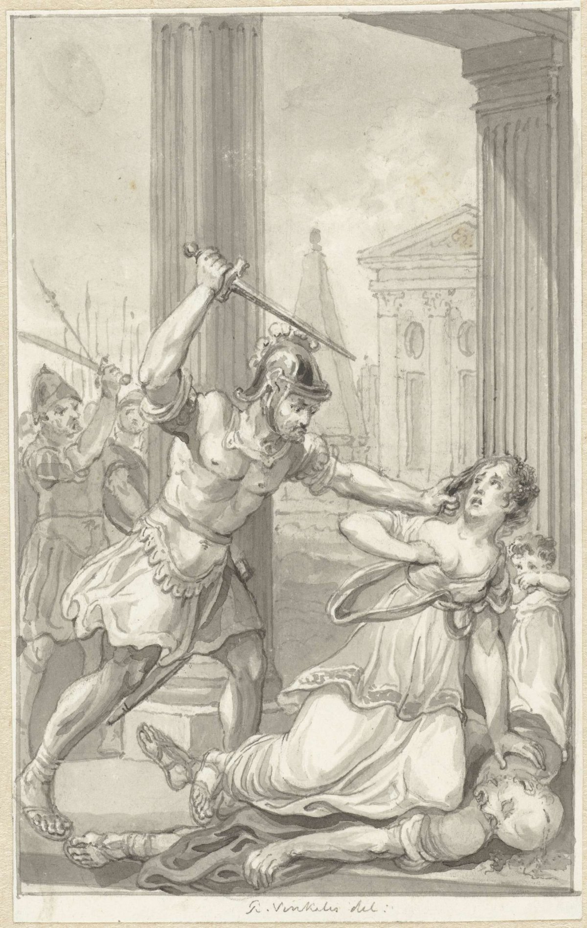 Emperor Caius' family murdered, Reinier Vinkeles (I), 1804