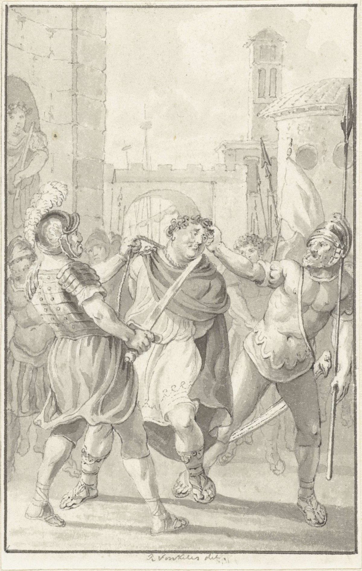 Emperor Vitellius on the way to his execution, Reinier Vinkeles (I), 1804