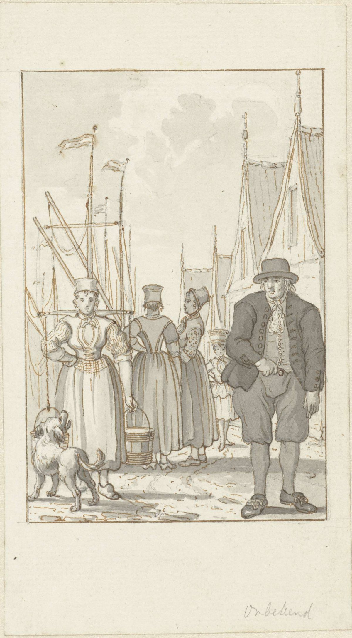 Men and women in Emmeloord clothing, Reinier Vinkeles (I), 1787