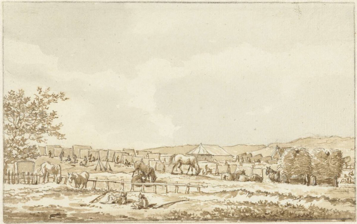 Army camp on the Droogberg at Overveen, Sept. 19, 1787, Vincent Jansz. van der Vinne, 1787