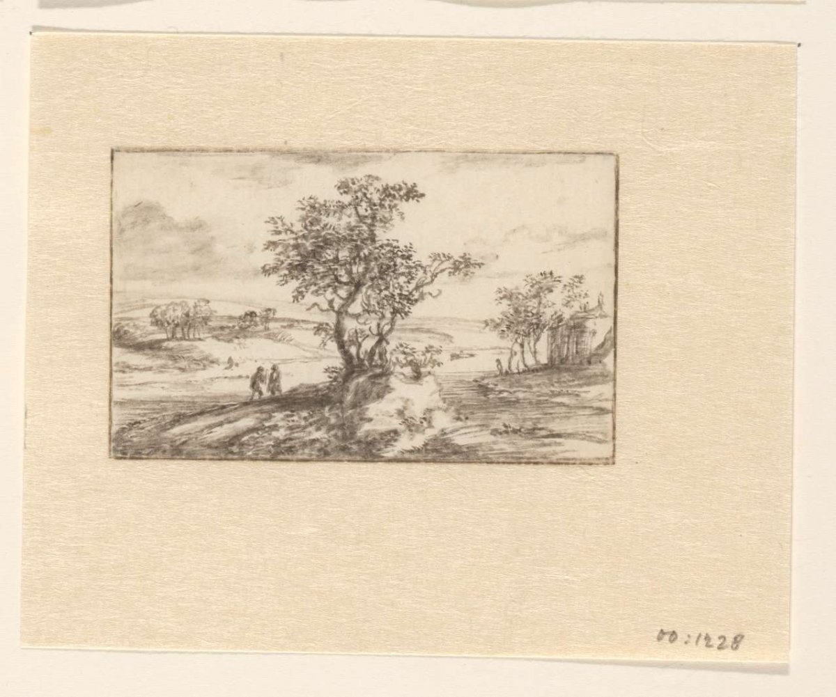 Landscape with two trees, Valentijn, 1700 - 1800