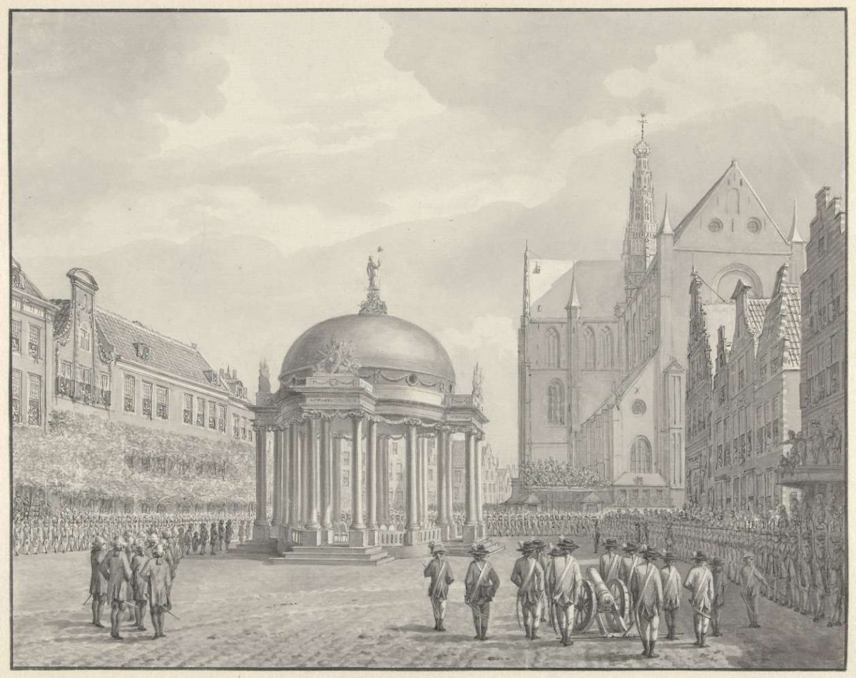 The swearing in of the Rules of Government on the Grote Markt in Haarlem, Sept. 5, 1787, Vincent Jansz. van der Vinne, 1787