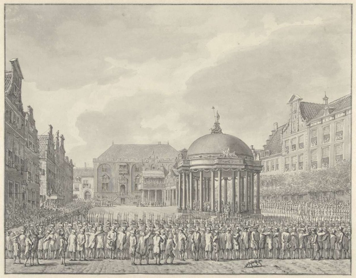 Swearing in of the Rules of Government on the Grote Markt in Haarlem, Sept. 5, 1787, Vincent Jansz. van der Vinne, 1787