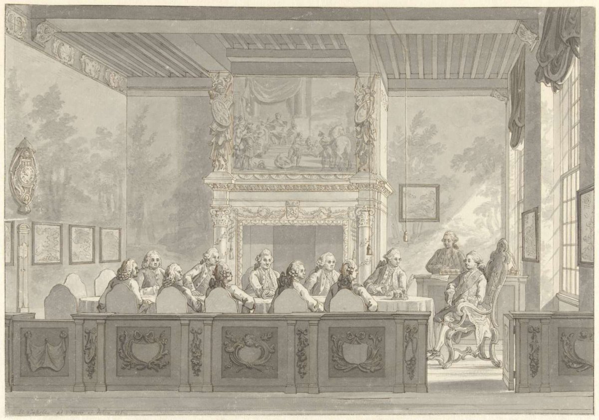 Seating of Prince William V in the College of the Admiralty at Amsterdam, Reinier Vinkeles (I), 1768 - 1772