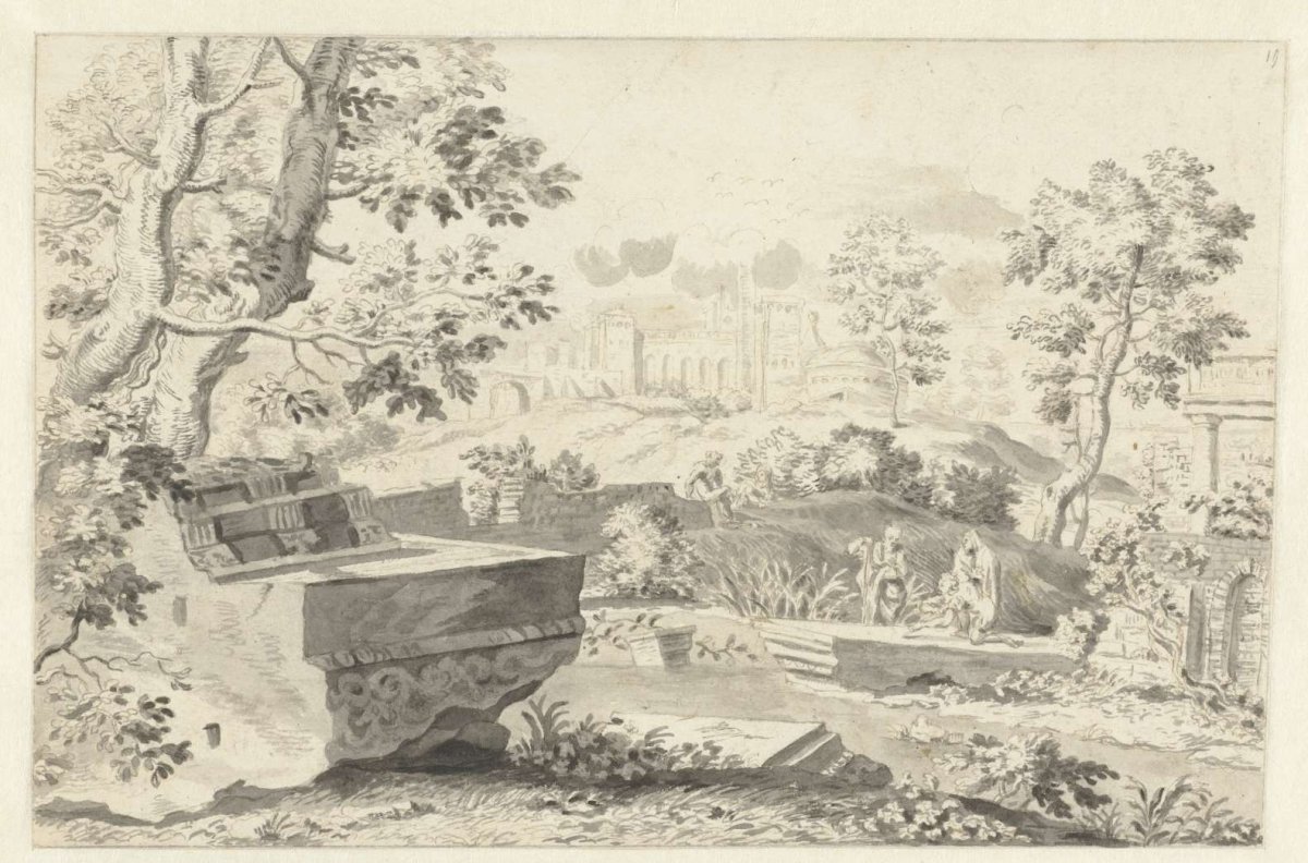 Landscape with ancient ruins, Gerrit Grasdorp, 1661 - 1693