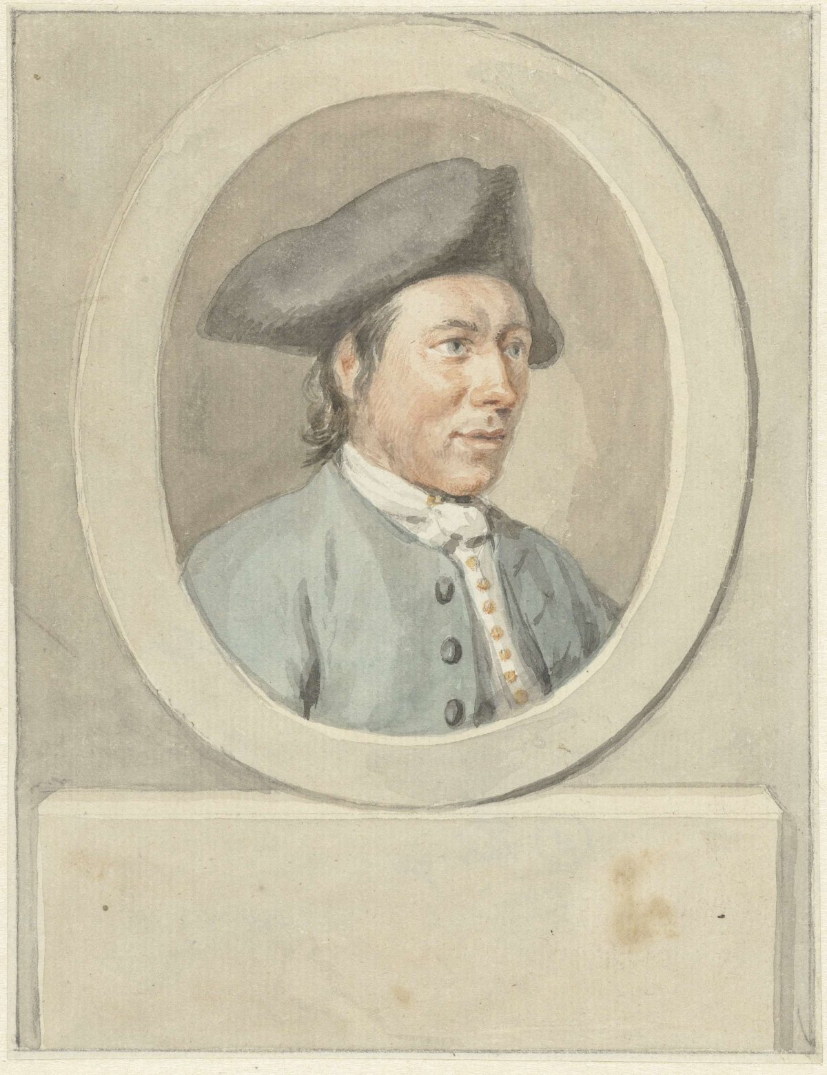 Portrait of Jacob van Dijk, in oval, to the right, Aert Schouman, 1787 - 1791