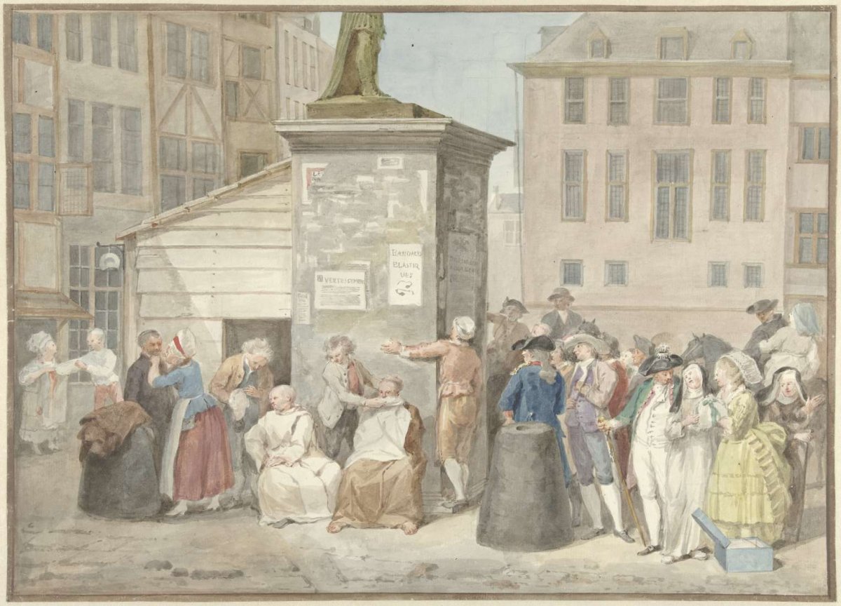 Square with monks and nuns during the revolution in Belgium, Oct. 20, 1787, Aert Schouman, 1787