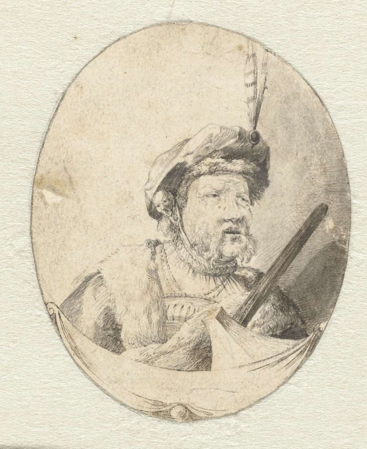 Bust of a man in oriental attire, Pieter Cornelisz. Verbeeck, 1600 - 1699